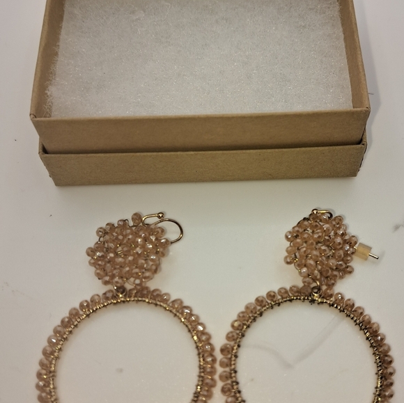 Marcel Women's Earrings Round Sparkly Peach Gold tone Costume Jewelry Nwot - Picture 10 of 12